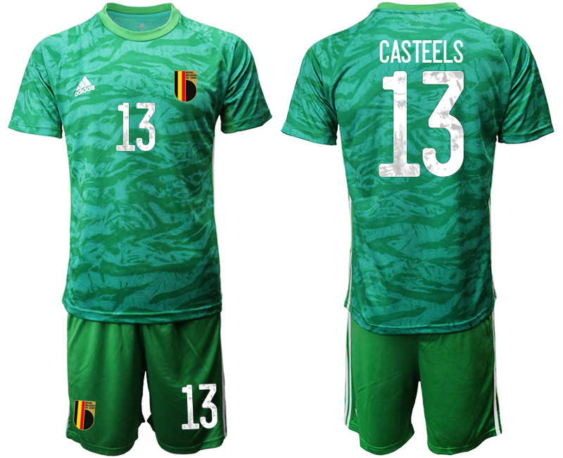 Men 2021 European Cup Belgium green goalkeeper #13 Soccer Jerseys1